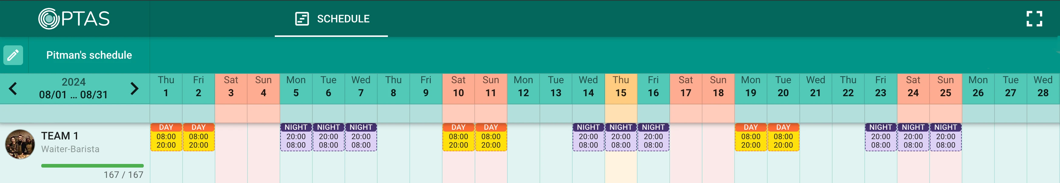 2-3-3 schedule created with OPTAS